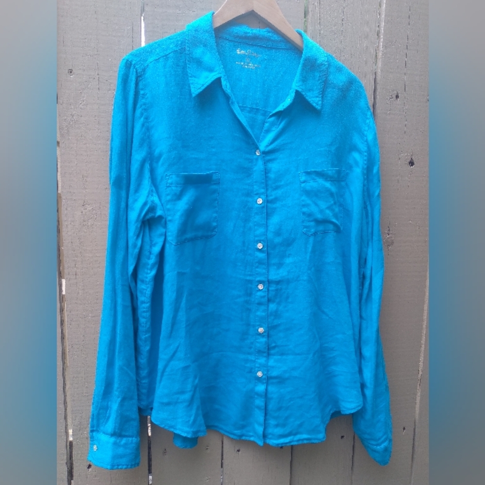 Lilly Pulitzer Turquoise Button-Down Shirt